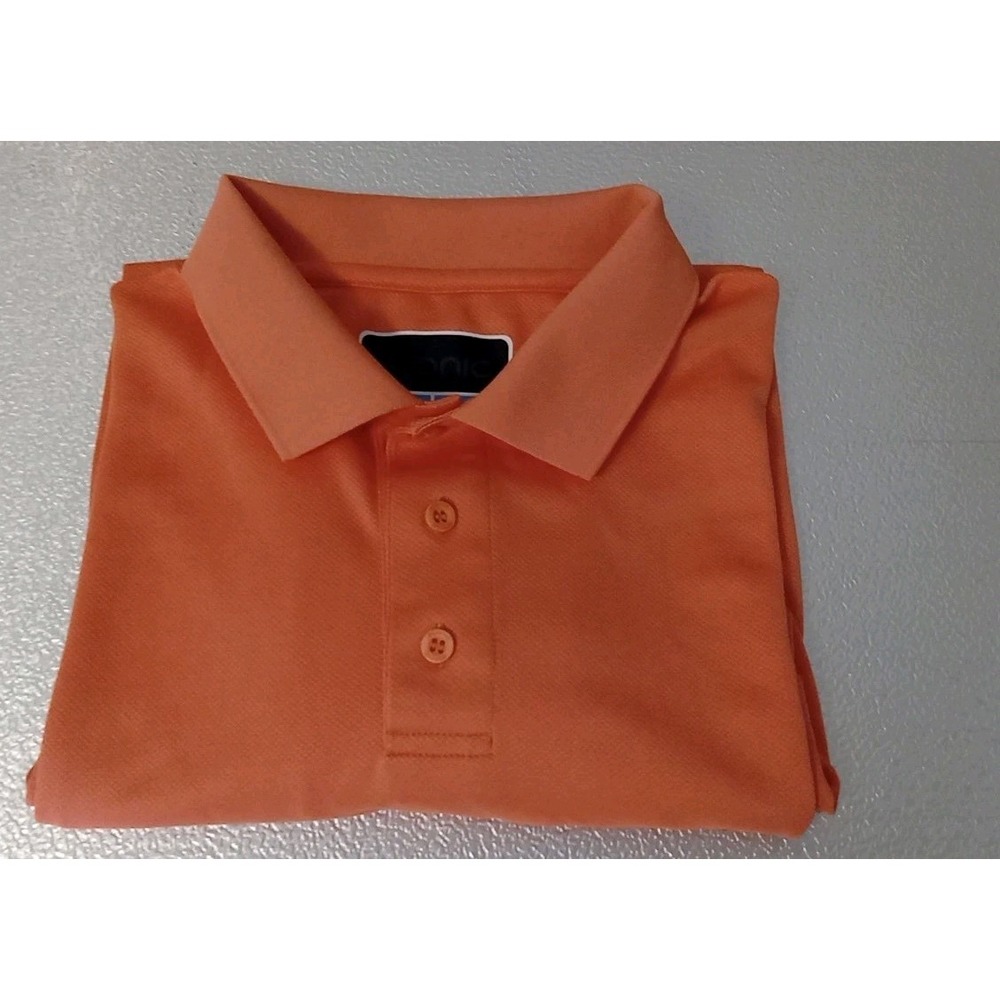 Etonic Men Orange Textured Collared Shortsleeve Golf Polo Shirt Size‎ L